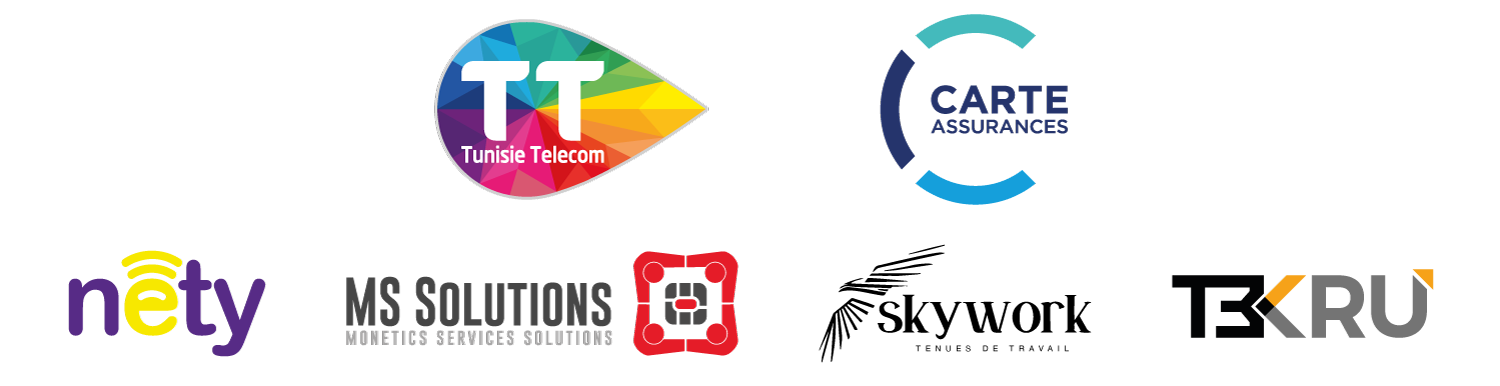la liste des sponsors: Tunisie Telecom, Carte Assurances, Nety, MS Solutions, Skywork, Tekru Technologies